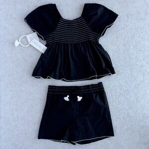 Rachel Zoe Toddler Girls Size 5 2pc Summer Cotton Outfit Top Shorts Bracelet NWT